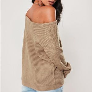 Missguided Sweaters - Missguided off the shoulder sweater in brown. Missguided Sweaters - Missguided off the shoulder sweater in brown.